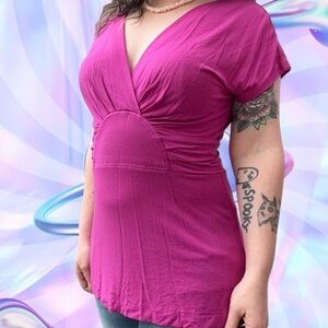 Banana Republic Fuchsia V-Neck Blouse